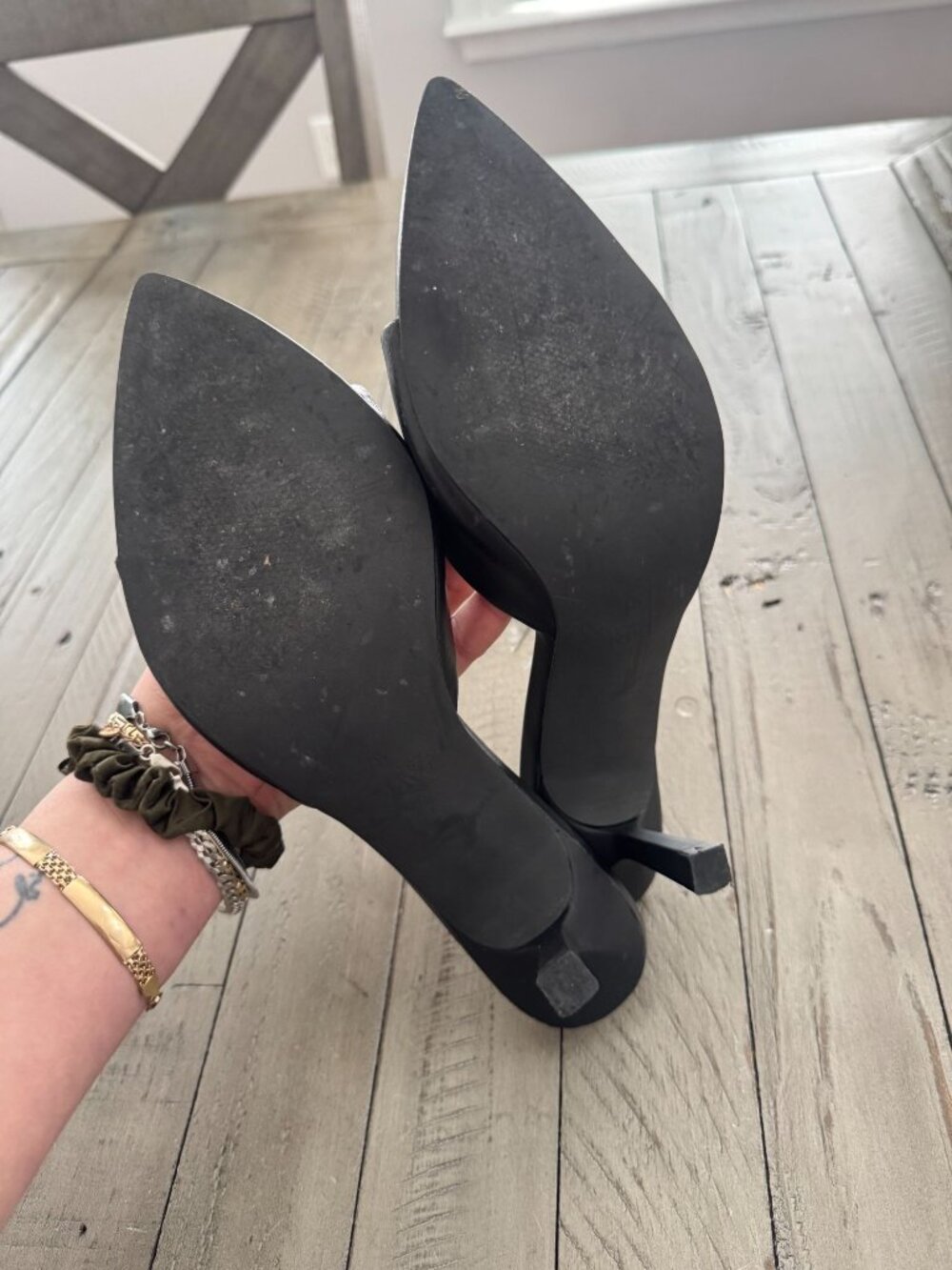 ZARA Black Leather Open Pointed Mule Heeled Sandals Size 40 10 - Picture 6 of 6
